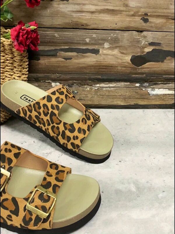Ultra-Light Thickened Flat Soft Sole Beach Outdoor Home Slippers with Leopard Print - Image 7