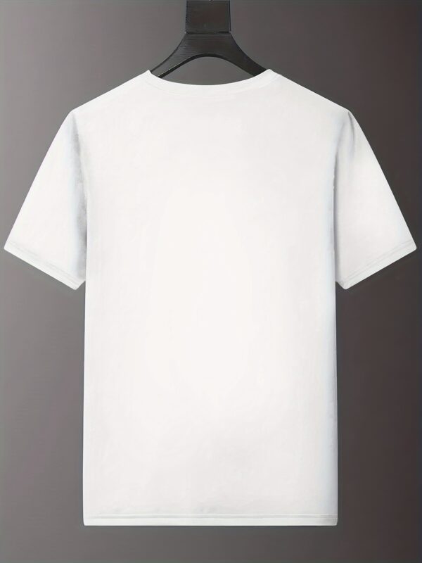 1pc Men's Summer Casual Short Sleeve T-Shirt - White Geometric Print, Regular Fit Round Neck, Machine Washable for Outdoor & Casual Attire, Cute Shirts for Summer, Comfortable Daily Shirt, Smooth Texture Shirt, Warm Weather Clothing, Lightweight Material, Adult Clothing - Image 7