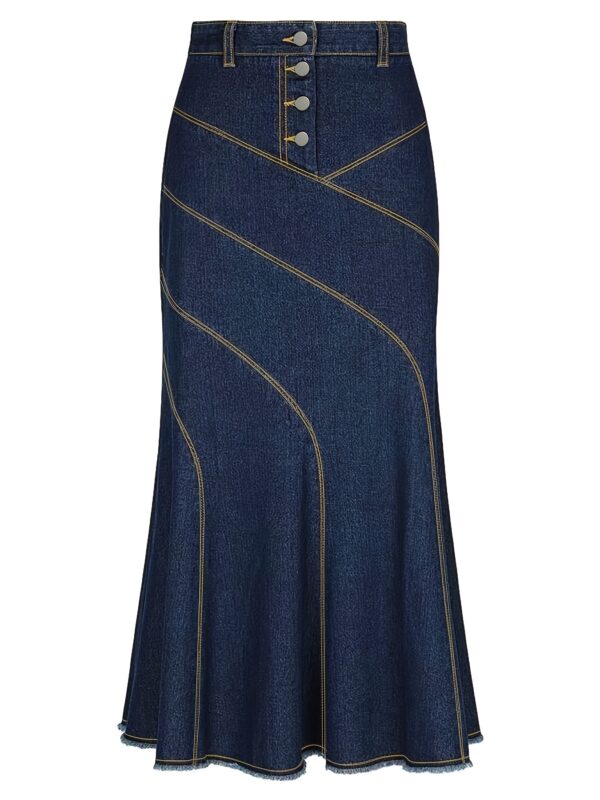 Elegant Style Mermaid Skirt with Decorative Button Lines, a Trendy Piece. - Image 3