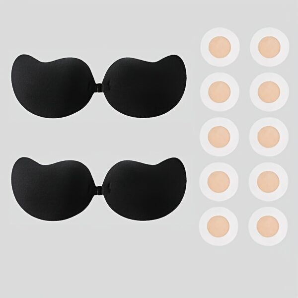 2 Pairs Invisible Silicone Adhesive Bra for Women - Strapless Push-Up with Nipple Covers, Reusable & Breathable for Weddings, Parties, Summer Dresses, Backless Sticky Bra with Customizable Lift & Shape, Comfortable for Workouts or Events, Backless Dress Bra | Discreet Undergarment | Nipple Covers Included - Image 4