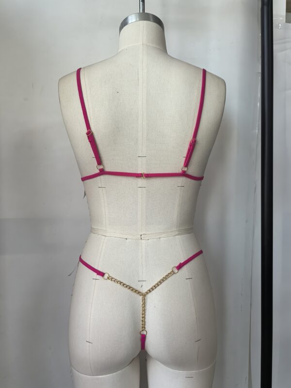 Mesh Heart Pattern Spaghetti Straps Lingerie Set, Intimates Bra & Thong, Women's Sexy Lingerie & Underwear - Image 8