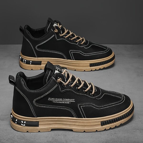 Men's Breathable Low-Top Sneakers - Versatile Lace-Up Shoes for Skateboarding, Work & Casual Wear, All-Season Comfort - Image 6