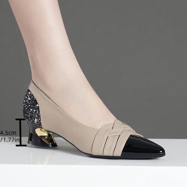 Elegant Women'S High Heel Pumps - Pointed Toe, Block Heel, Synthetic Cover Dress Shoes with Rubber Sole for Work & Formal Occasions, Solid Color, Do Not Wash, Fall Season - Image 5