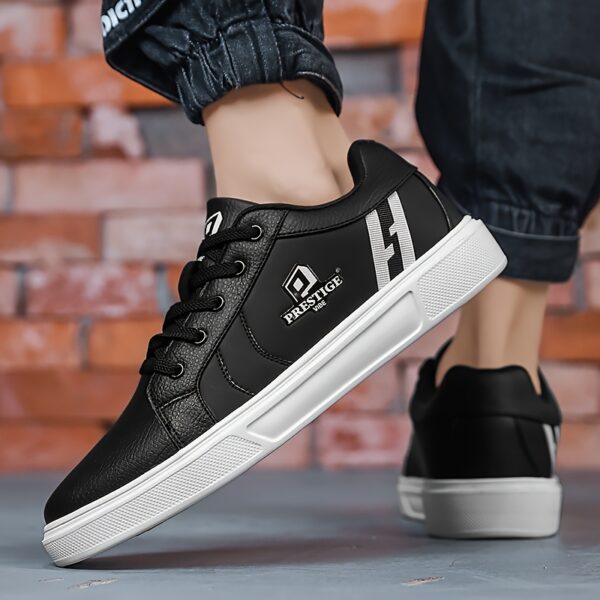 Men'S Low-Top Casual Sneakers - Red & Black Skate Shoes with "Prestige Lives" Graphic, Lace-Up, EVA Sole, Microfiber Synthetic Upper, Perfect for Everyday & Commuting, Ideal Christmas Gift, Everyday Casual Shoes| Bold Design Shoes|Synthetic Upper Sneakers - Image 6