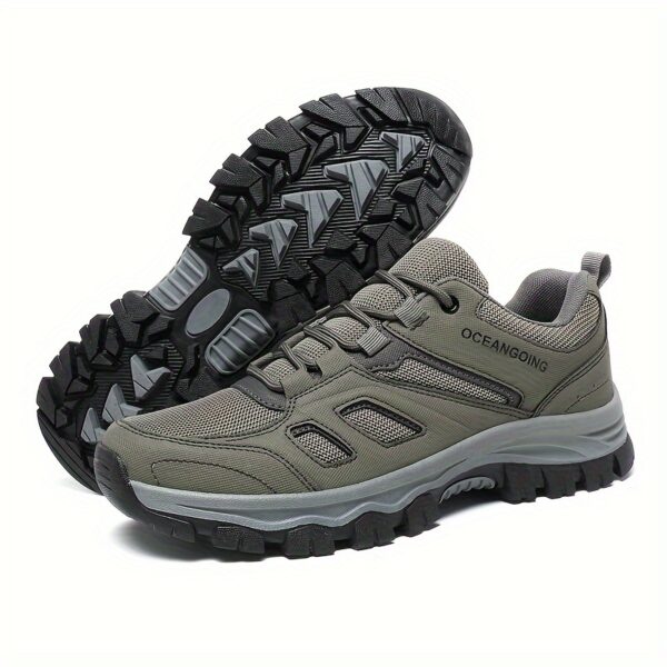 Men's All-Season Breathable Non-Slip Hiking Shoes, Comfortable Low-Top Lace-Up Sneakers with Rugged Tread for Outdoor & Casual Wear, Black, Sizes 7-14 - Image 5