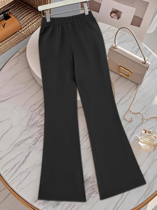 Women'S Casual Pants for Spring And Summer, Stylish And Slim-Fit, Featuring Buttoned Flared Long Trousers in Black. - Image 9
