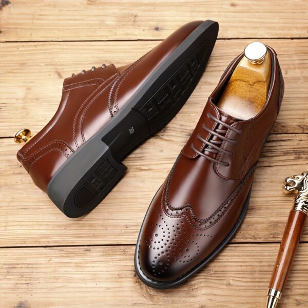 JIT2025 Men'S Versatile Dress Shoes - Black Brogue Oxford with Lace-Up Closure, Rubber Sole, and Faux Insole for Business, Weddings, and Formal Events, Formal Footwear | Elegant Footwear | Durable Footwear - Image 10
