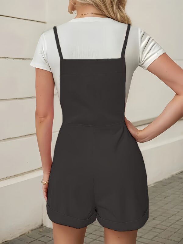 Women's Olive Green Casual Jumpsuit with Side Pockets & Adjustable Suspenders - Lightweight Breathable Sleeveless Romper for Spring/Summer, Machine Washable Outfit for Daily Wear & Casual Outings - Ideal Women's Fashion Gift, Ladies Rompers And Jumpsuit, Summer Outfit, Lightweight Fabric - Image 6