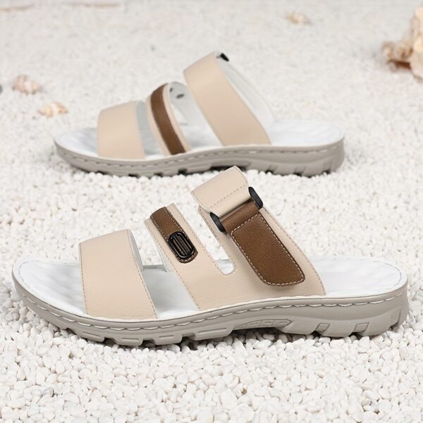 2025 New Men'S Double Buckle Sandals - Color Block Non-Slip Outdoor Casual Shoes, Men'S Hard Sole Beach Shoes, Breathable and Durable Bathroom Slippers, Calm Style Sport Sandals - Image 5