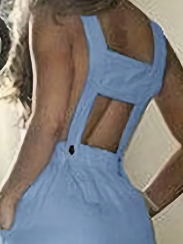 Women'S Light Blue Sleeveless Wide-Leg Jumpsuit with Side Pockets & Adjustable Straps - Casual Y2K Style, Button-Up Design, Perfect for Spring/Summer/Fall, Ladies Jumpsuits, Casual Attire, Side Pocket Jumpsuit, Comfortable Fit - Image 5