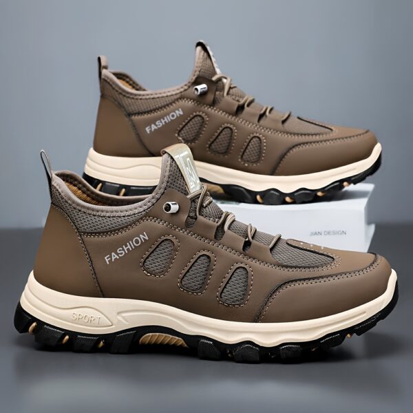Men's New Season Running Footwear - Casual Athletic Sneakers, Brown with White Accents, Comfortable Soft Sole - Image 9
