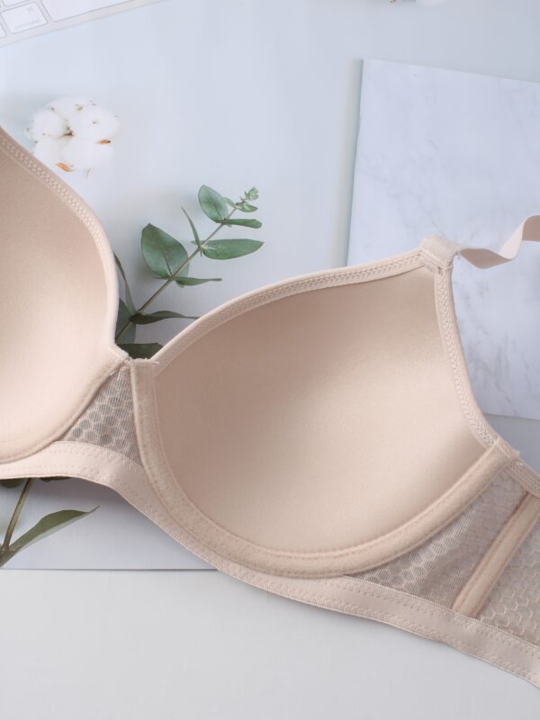 4pcs Women'S Minimalist Mesh Bralette Set - High Support, Push-Up Style, Non-Removable Padding, Underwire for Mature Women, Beige, Red, Black, White, Adult Fashion Bra | Minimalist Design | Comfortable Fit - Image 7