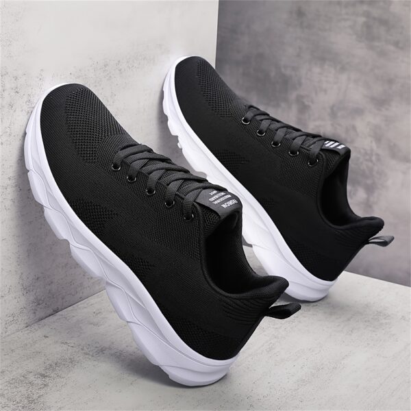 Men'S Sports Casual Minimalist Low Top Lace-Up Running Shoes, Breathable Soft Sole, Solid Color, Round Toe, EVA Sole, Fabric Upper and Inner, for Daily Casual Outdoor Wear - Image 5