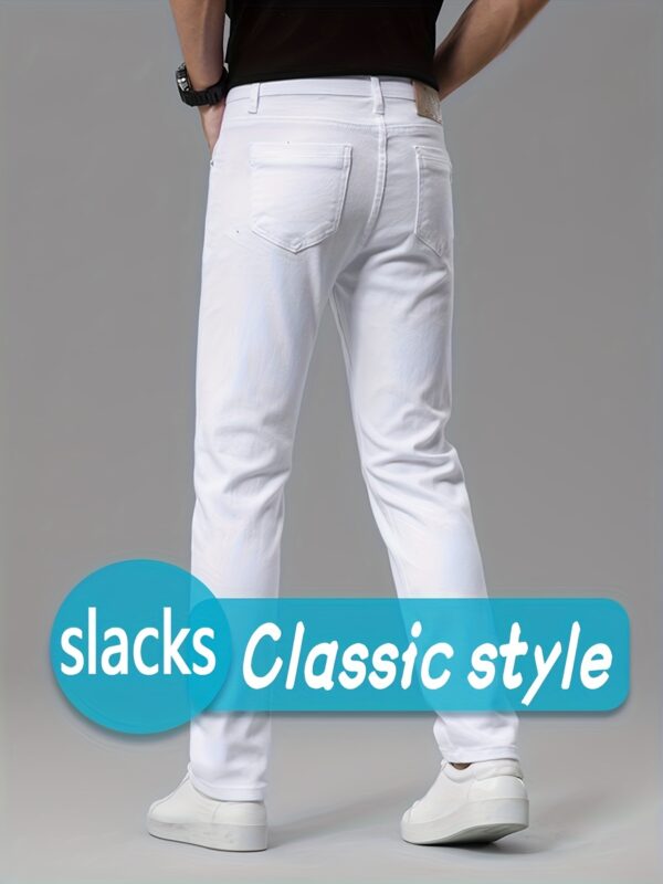 A Pair of Men'S Casual Trousers, Lightweight Business Regular Style White Breathable And Wrinkle- Resistant Fashion Straight-Leg Golf Trousers, Four Seasons Casual Western Trousers, Lightweight And Comfortable, Suitable for Office And Daily Wear - Image 2