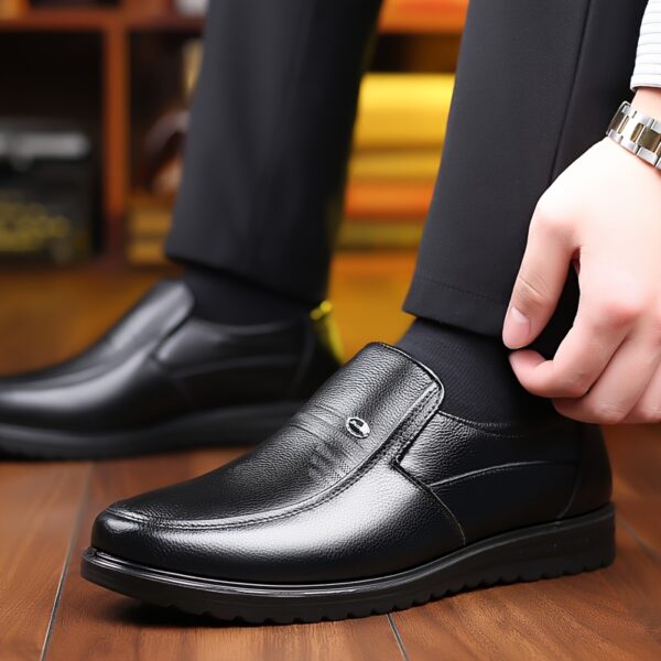 Men's Dress Shoes - Formal and Casual Low-Top Design, Suitable for Business, Weddings, Office - Black, Classic Lace-Up Style, Business Casual Shoes - Image 3