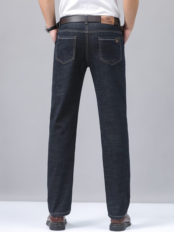 Men'S Slim-Fit Stretch Denim Jeans - Mid-Rise Straight-Leg Casual Pants with Button Closure, Comfortable All-Season Wear for Casual Attire, Versatile Clothing | Sleek Design | Comfortable Fit - Image 2