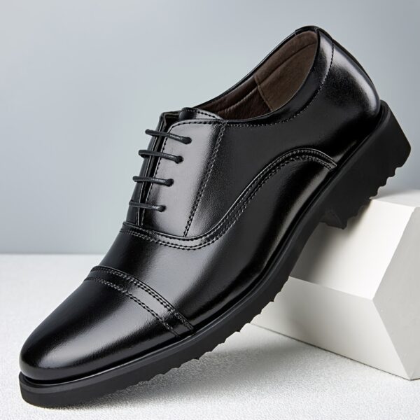 Men'S Genuine Dress Shoes 2025 New Model - Soft Sole Non-Slip Three-Joint Wedding Shoes with Lace-Up Closure, Black Formal Dress Shoes for Business, Casual & Beach Wear, Wedding Shoes, Business Casual Footwear, Classic Dress Shoes, Durable Rubber Sole