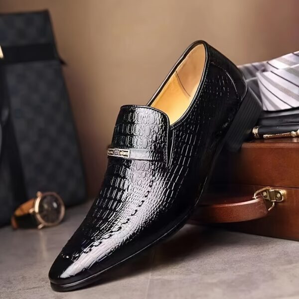 Men'S Genuine Slip-On Loafers - Comfortable Pointed Toe Dress Shoes with Breathable Insole & Durable Rubber Sole, Brown Faux for Business, Office, Formal Events, Formal Footwear, Classic Style, Polished Finish - Image 3