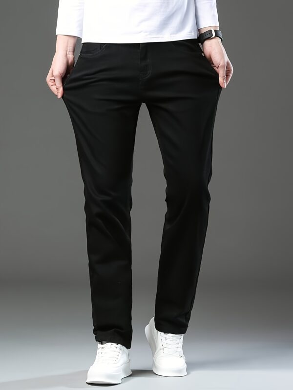 Men'S Black Straight-Leg Business Jeans - Image 3