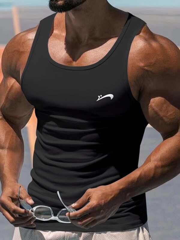 Villa Le Shui OBM Guiren Bird Summer Sleeveless Men'S Vest, Solid Color Round Neck Tank Top, Casual Sports Undershirt for Workouts. - Image 6