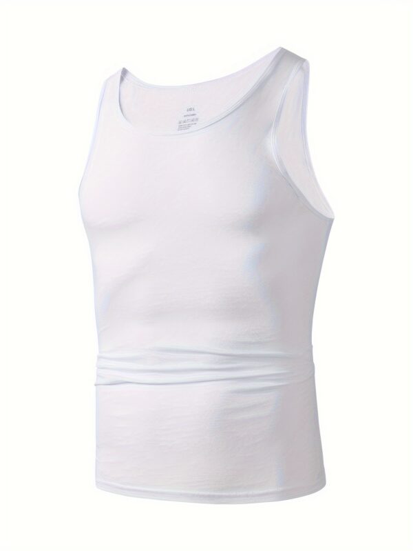 5-Pack Men'S Cotton Tank Tops, Breathable Crew Neck Vests, Casual Solid Color All-Season Knit Fabric Tops, Medium Stretch Regular Fit Undershirts - 100% Cotton, 160g/m² - Image 6