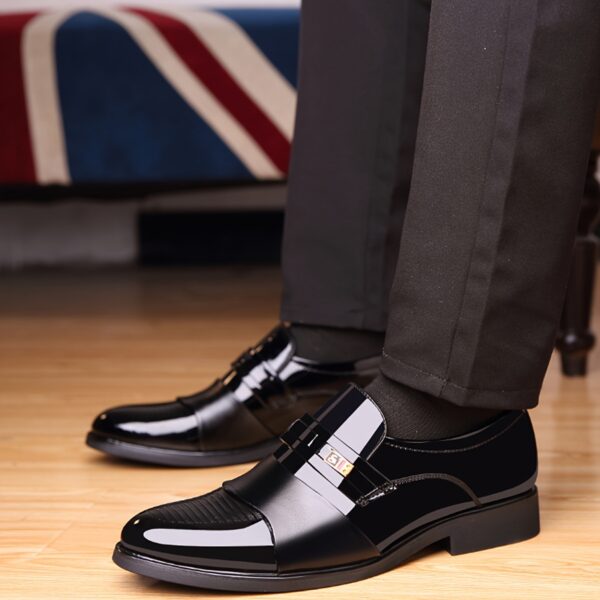 Men's Business Casual Slip-On Dress Shoes - Black & Brown, Pointed Toe, Double Monk Strap, Crocodile Texture Sole, Rubber Sole for Weddings, Office & Casual Attire, Wedding Footwear, Sophisticated Shoe Design - Image 4