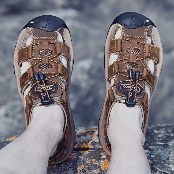 Clohoo Brand Outdoor Casual Sports Sandals with Cowhide Upper and Rubber Sole, Soft Bottom and Soft Surface, Comfortable and Breathable Men's Shoes - Image 4