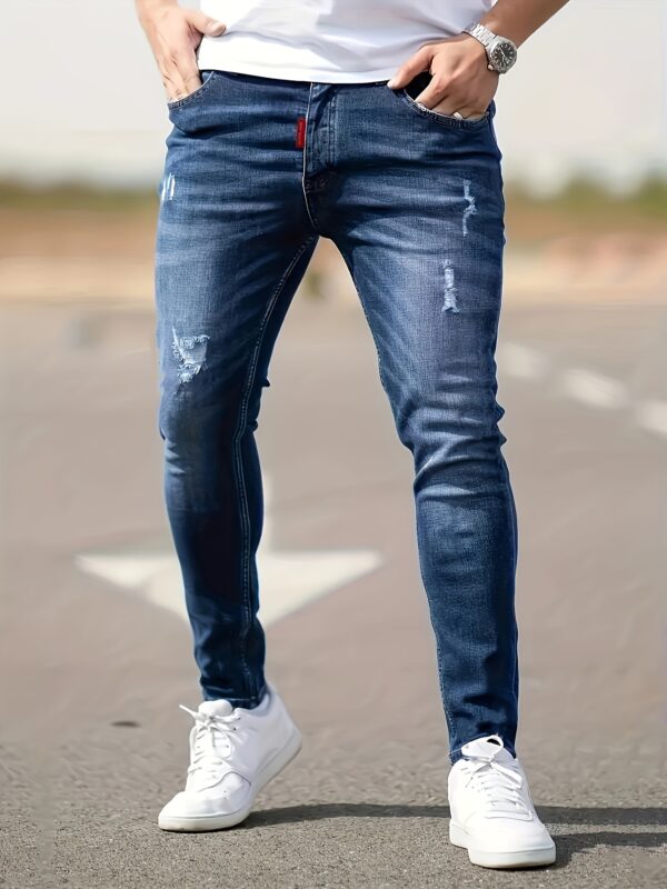Best seller bestselling Men's jeans fashion new stretch comfortable slim Men's trousers dark wash blue gift light blue medium color wash blue classic four seasons spring summer autumn winter