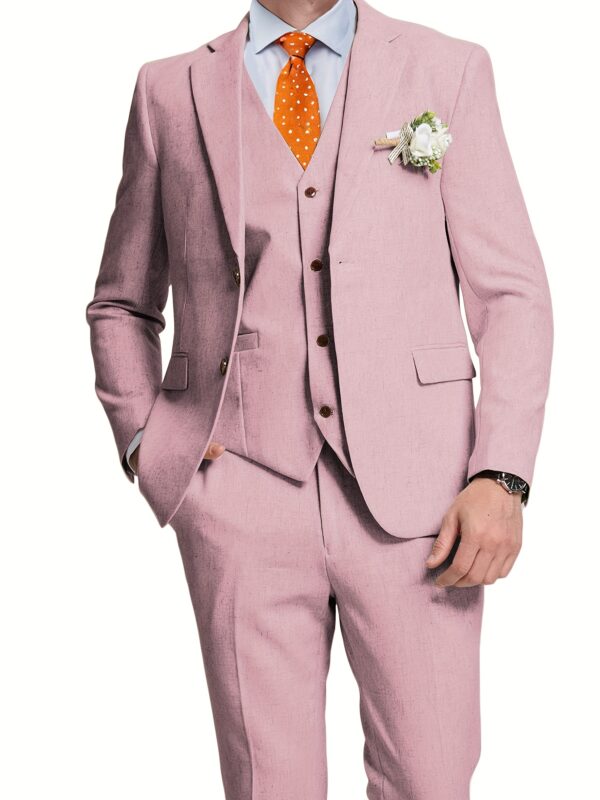 Men'S Cotton And Linen Three-Piece Suit, Two Buttons, Shengxin Fabric, Wash Label, 55% Linen, 45% Cotton - Image 3