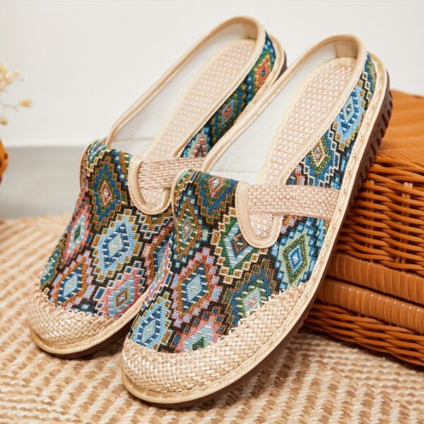 Women's Retro Plaid Slip-On Half Slippers - Soft Knit Fabric, Non-Slip PU Sole, Breathable Comfort for Indoor/Outdoor Use, Vibrant Spring Colors, Hand Washable - Image 8