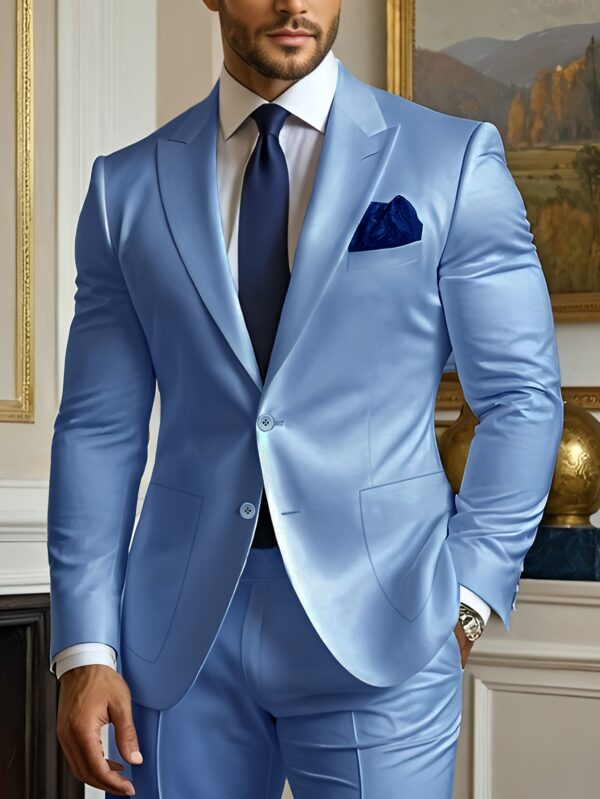 Men's Spring/Summer Wedding Suit Set with Notch Lapel Jacket and Pants