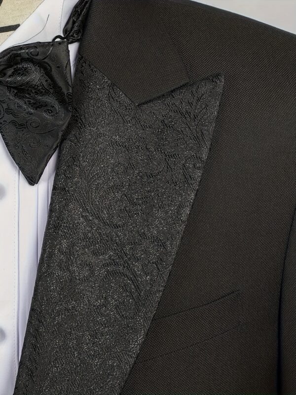 Wedding Party Black Suit Set: 3pcs - Tuxedo, Vest, and Pants for Men - Image 5