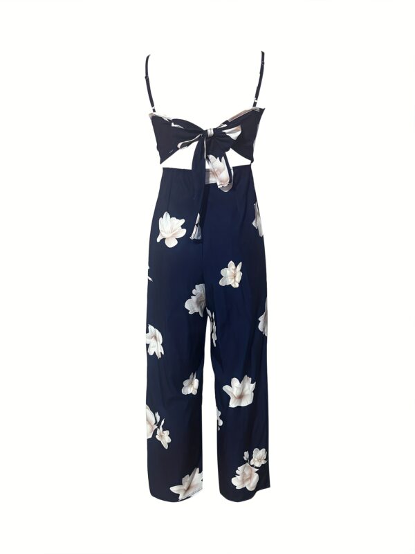 Elegant Floral Print Women'S Jumpsuit - Sleeveless Wide-Leg Romper with Tie-Waist Detail, Vibrant Red & White Hibiscus Design, Perfect for Summer Outings, Adult Fashion, Casual Summer Wear | Floral Print Jumpsuit | Wideleg Jumpsuit - Image 5