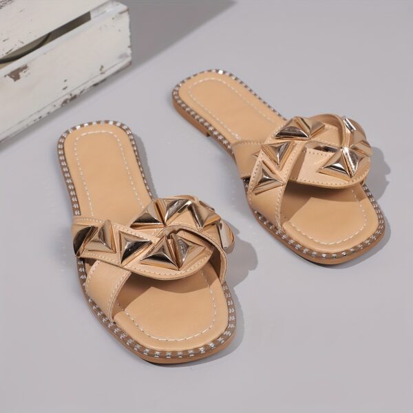 New Women's Slippers with Glitter Triangle Decoration, Fashionable and Trendy, Lightweight and Soft Sole, Casual Slippers - Image 4