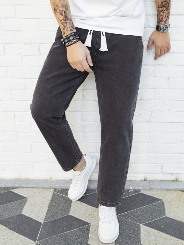 Washed Denim Trousers for Men, Spring and Autumn Trendy Brand, Loose Straight Fit with Elastic Waist and Drawstring, Versatile and Fashionable, Japanese Style, Casual Nine-Fifth Trousers for Spring, Gengyuanshi - Image 7
