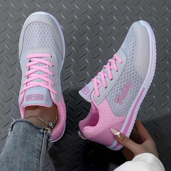 Women's Lightweight Breathable Casual Sneakers - All-Season Lace-Up Hiking & Walking Shoes with EVA Cushioned Sole, Round Toe Design & Purple Accents for Outdoor, Daily Wear (Grey/Purple), Hiking Shoes, Outdoor Walking Shoes, Stylish Hiking Shoes, Fabric Upper Shoes - Image 8