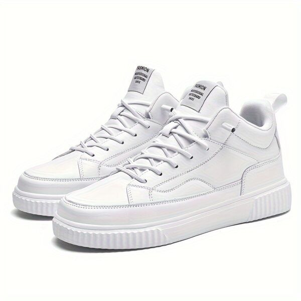 Men's Trendy Solid High Top Skate Shoes, Comfy Non Slip Casual Lace Up Sneakers For Men's Outdoor Activities - Image 5