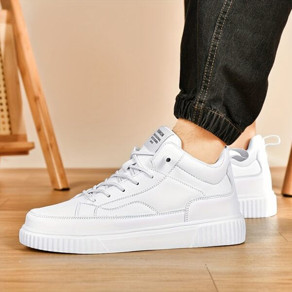Men's Trendy Solid High Top Skate Shoes, Comfy Non Slip Casual Lace Up Sneakers For Men's Outdoor Activities - Image 8