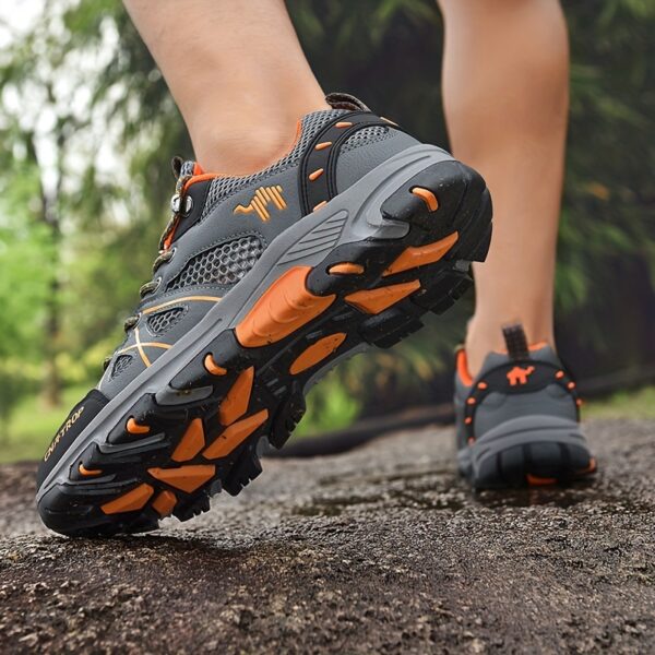 CANEMON Men's Low-Top Hiking Shoes - Breathable Mesh, Anti-Slip TPR Sole, Odor-Resistant & Durable - All-Season Outdoor & Casual Sport Shoes with Striped Design (Green/Yellow), Adventure Footwear | Sporty Hiking Shoes | Durable Hiking Shoes - Image 13
