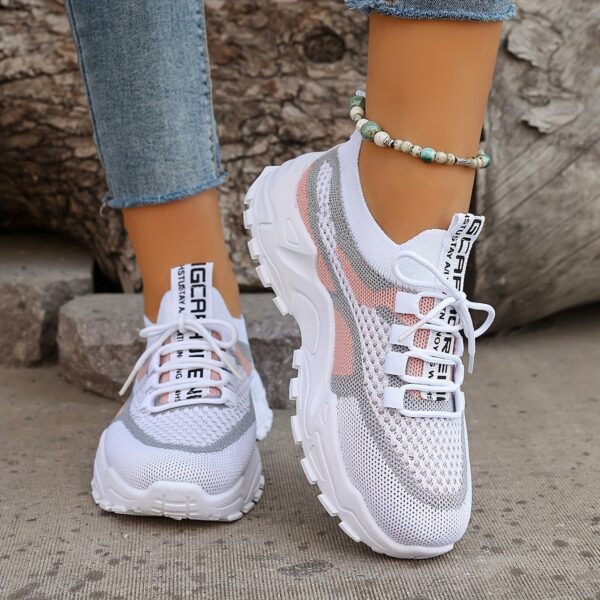 Women's Colorblock Knitted Sneakers, Stylish Breathable Low Top Running Trainers, Comfy Outdoor Sports Shoes plus size - Image 7