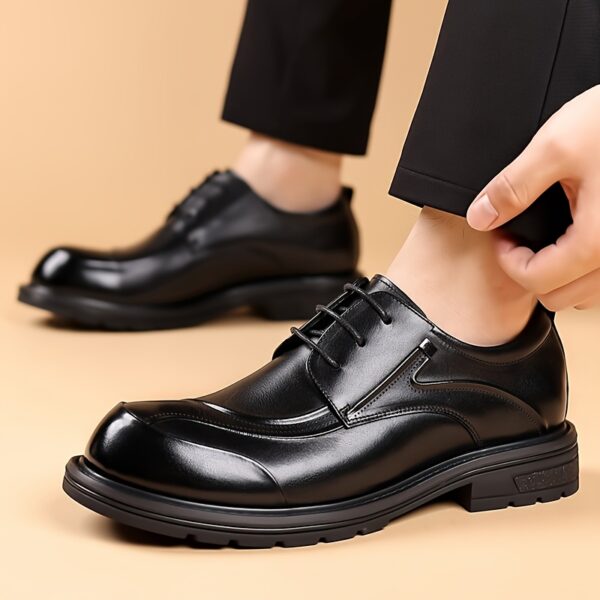 Men's Genuine Leather Dress Shoes - Formal & Casual Lace-Up Shoes, Brown, Cushioned Insole & Non-Slip Sole for Wedding, Office, Everyday - All-Season Formal & Everyday Footwear, Office Ready Shoes, Sophisticated Shoe Design, Durable Pu Sole - Image 10