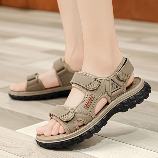 Men's Solid Color Open Toe Breathable Sandals, Comfy Non Slip Casual Durable Beach Water Shoes For Men's Outdoor Activities - Image 9
