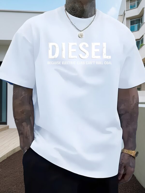 1pc Men's Summer Casual Short Sleeve T-Shirt - White Geometric Print, Regular Fit Round Neck, Machine Washable for Outdoor & Casual Attire, Cute Shirts for Summer, Comfortable Daily Shirt, Smooth Texture Shirt, Warm Weather Clothing, Lightweight Material, Adult Clothing - Image 4