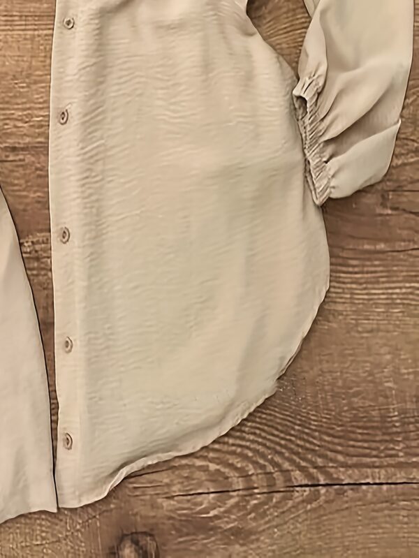 Khaki Charm Three-Piece Set: Blazer, Vest, and Shorts - Stylish V-Neck Lace-Up Blazer with Button Details, Solid Color Polyester, Perfect for Spring/Summer - Image 6
