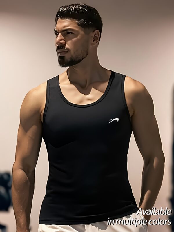 Villa Le Shui OBM Guiren Bird Summer Sleeveless Men'S Vest, Solid Color Round Neck Tank Top, Casual Sports Undershirt for Workouts.