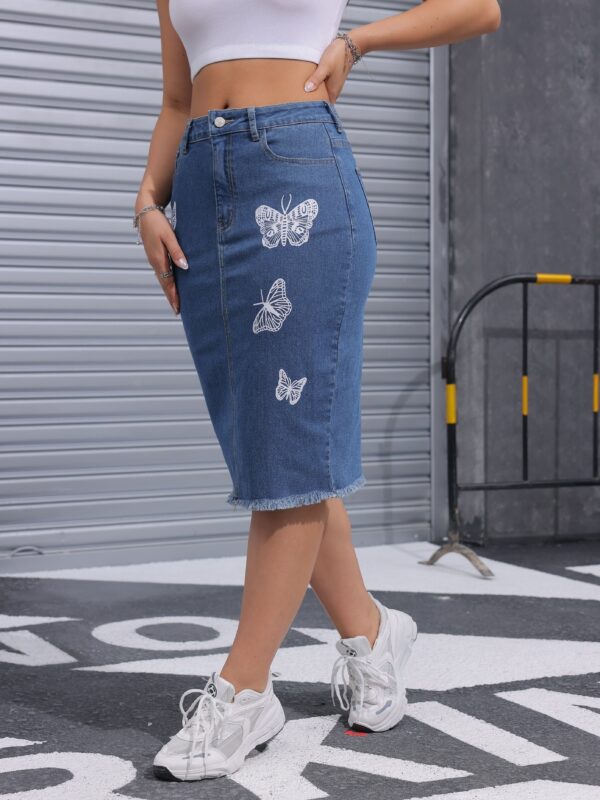 Butterfly Print Fringed Women's Wrap Skirt - Image 4