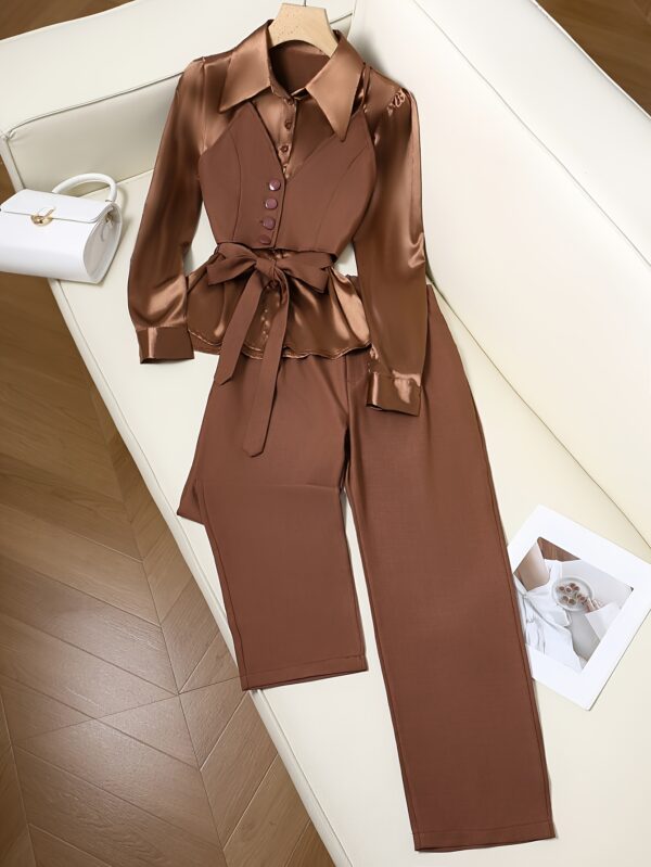 2025 Spring Summer Autumn Women'S Three-Piece Set, Including a Blouse And Pants, Perfect for Office Wear. - Image 10