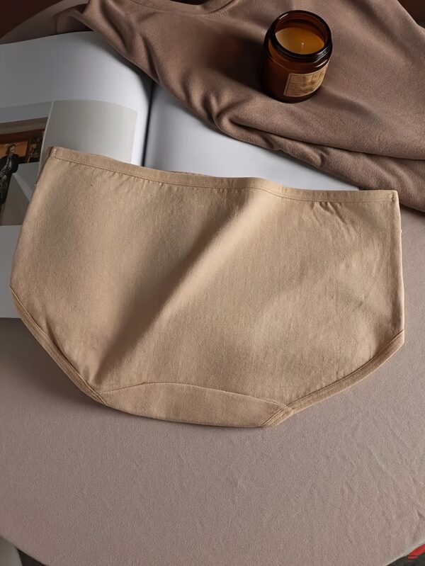 4-Pack Women's Cotton Briefs - Soft Stretch Underwear with 95% Cotton & 5% Spandex, Minimalist Solid Color Panties (Beige/Beige/Beige/Brown) - Breathable Everyday Comfort for Casual & Wear - Image 3