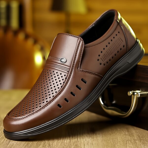 Plus Size Men's Classic Solid Colour Slip On Loafer Shoes, Comfy Non Slip Casual Durable Dress Shoes, Men's Footwear - Image 4