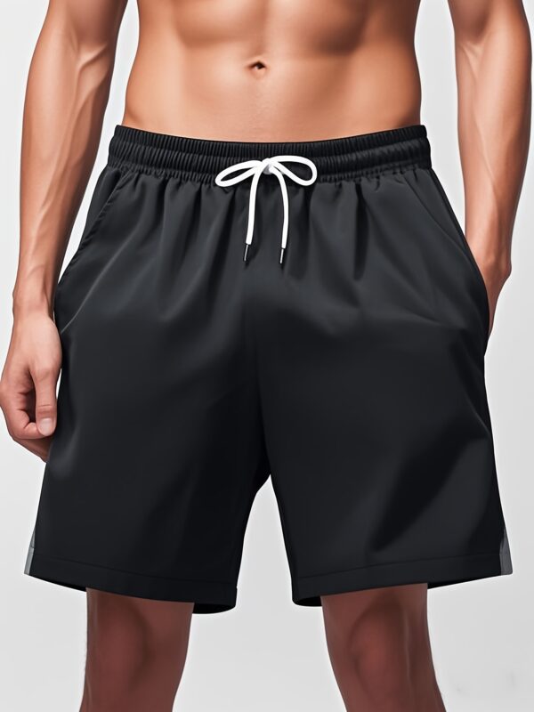 5pcs Men'S Casual Loose Fit Shorts - Black, Beige, Navy, Green, Gray with Elastic Waistband and Drawstring, Lightweight Sporty Running Shorts with Pockets, Athletic Wear|Casual Style|Elastic Waistband - Image 6